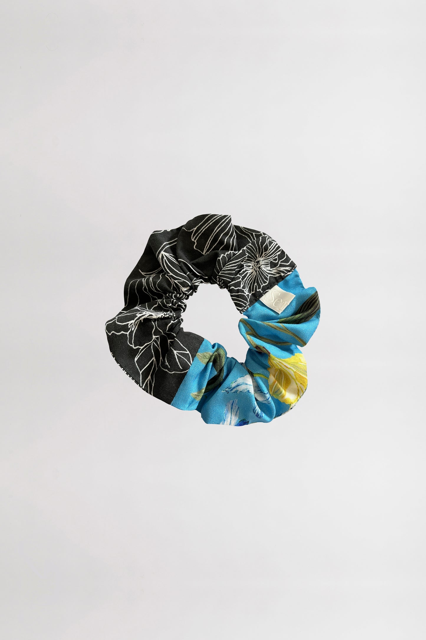 Linear Tropical Flower: Fabric Mix Scrunchie