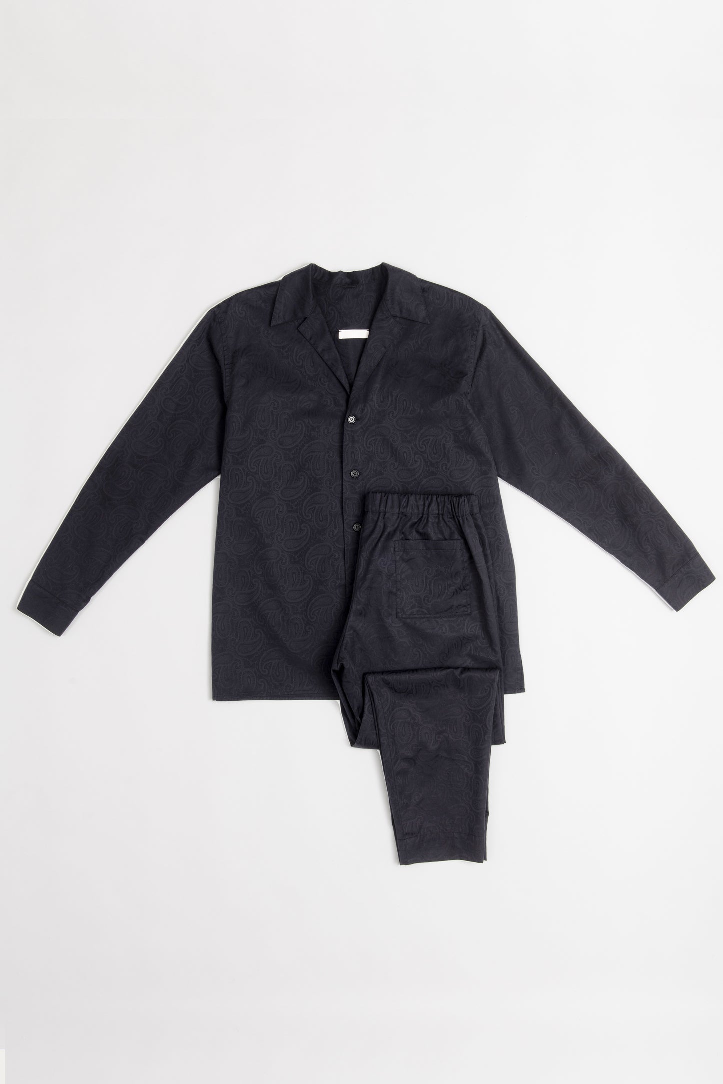 Jacquard Paisley Set in Black: Cotton